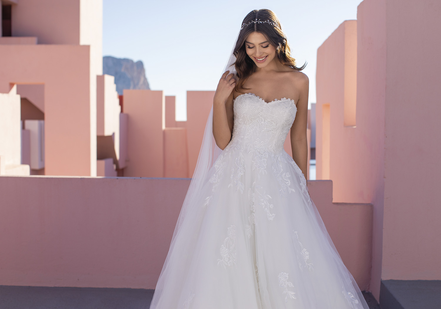 Nettle White One 2021 robe de mariée princesse coupe A bustier coeur tulle dentelle Muses